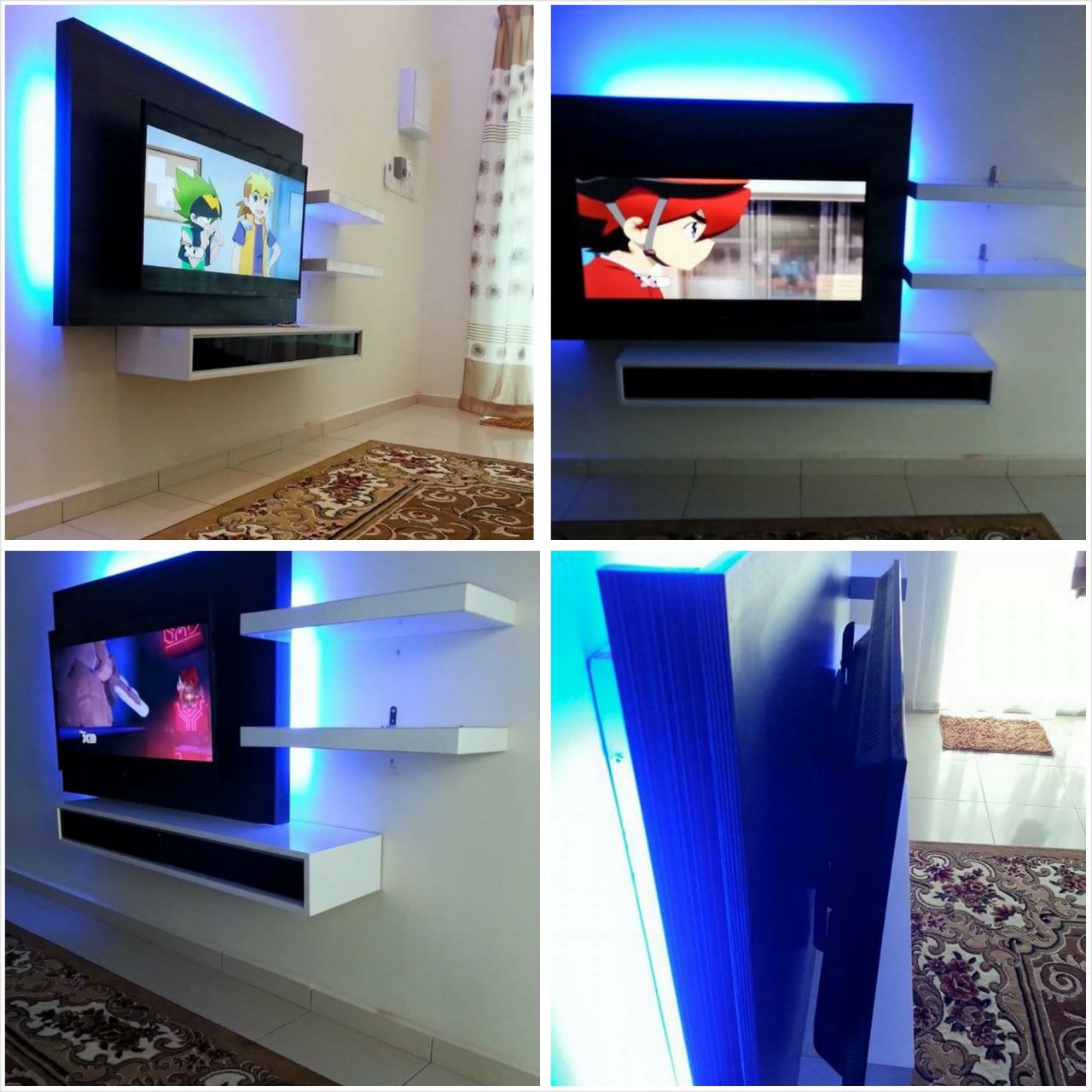 Ruang menonton dengan panel TV moden